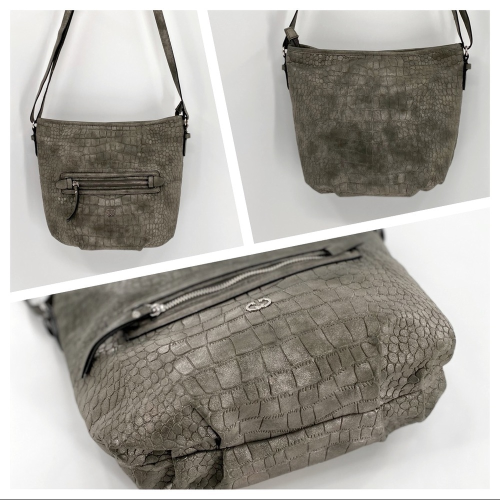 GERRY WEBER Croc Embossed Vegan Leather Crossbody